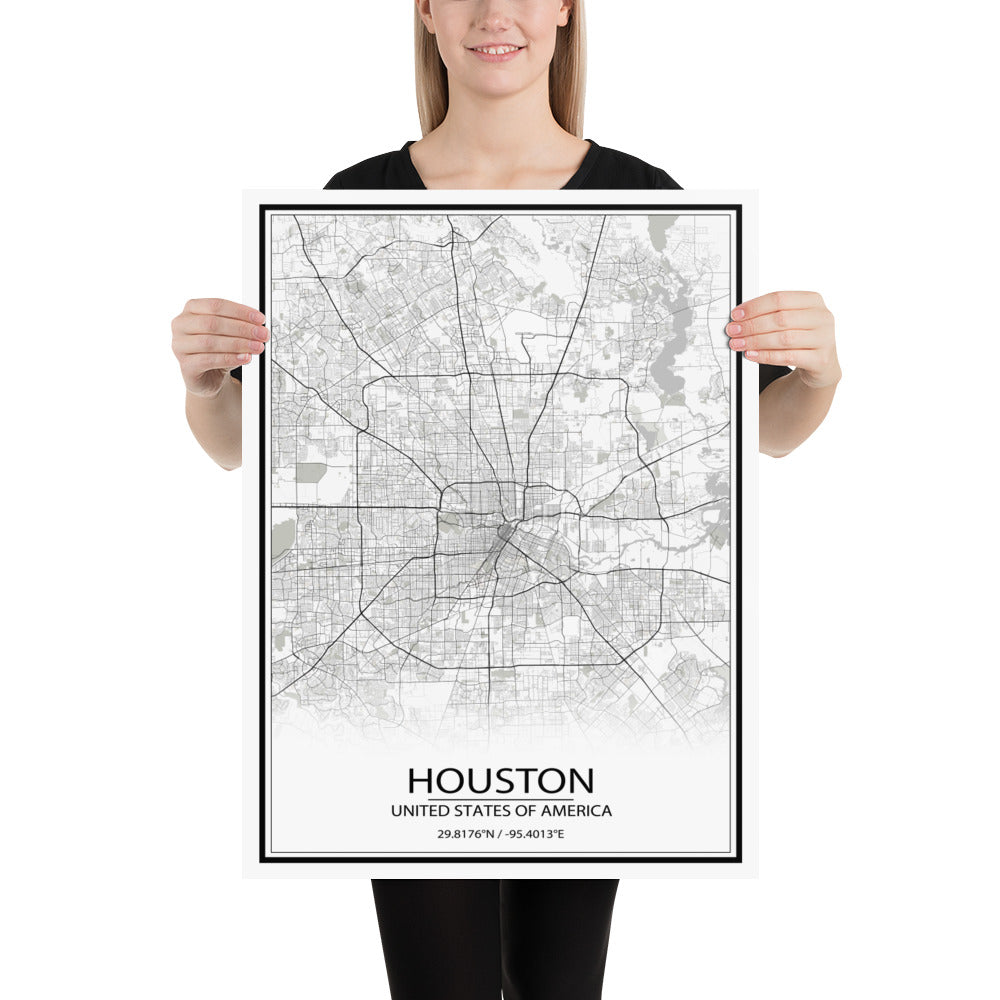 Houston White Paper Map