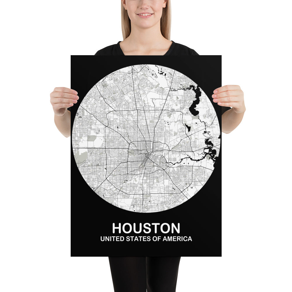 Houston Circular White Paper Map