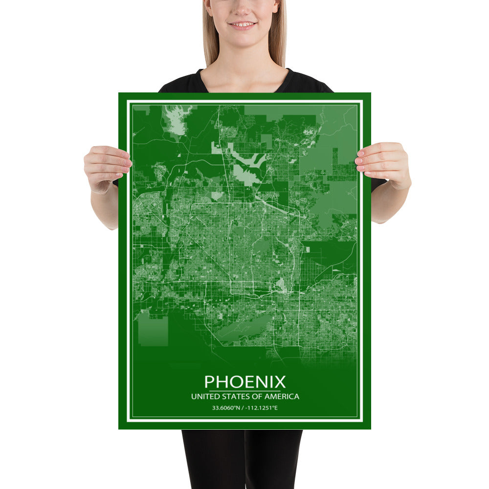 Phoenix Green and White Paper Map