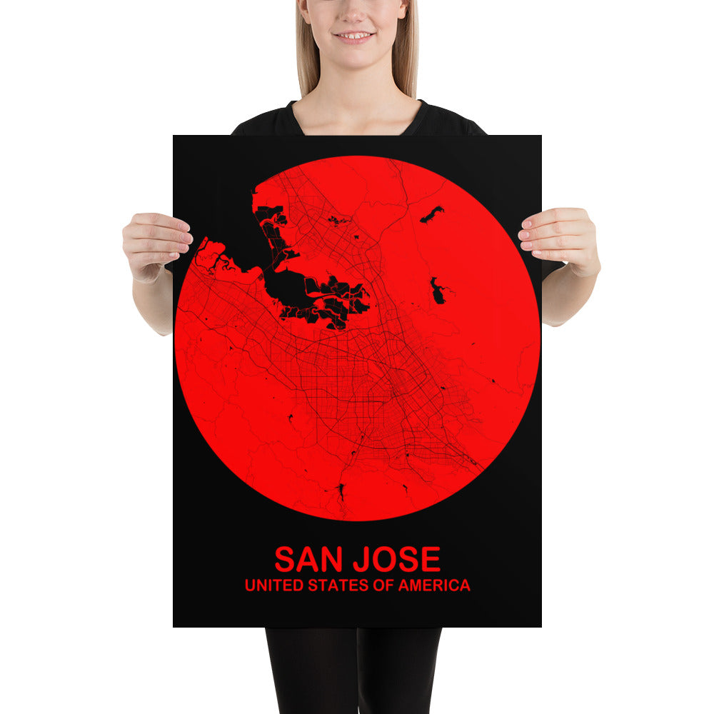 San Jose Circular Red Paper Map
