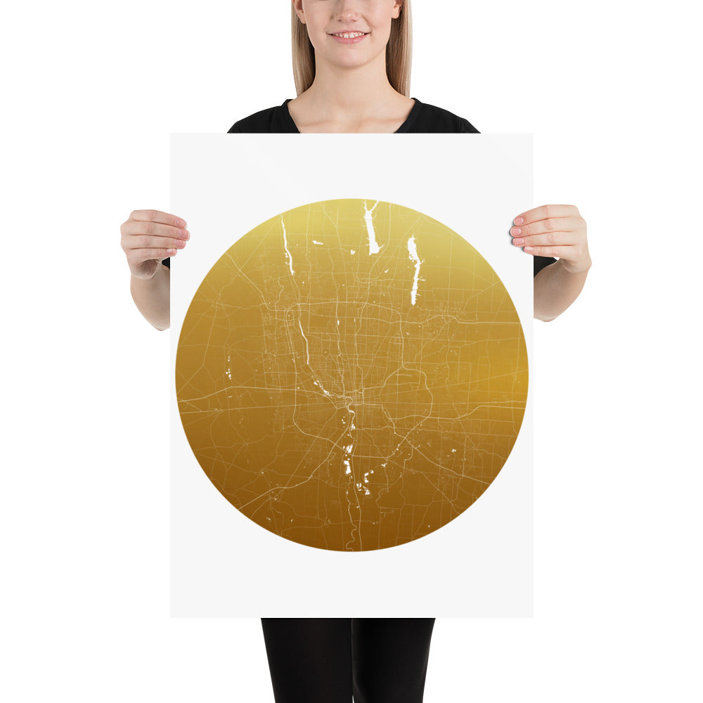 Columbus Gold on White Paper Map