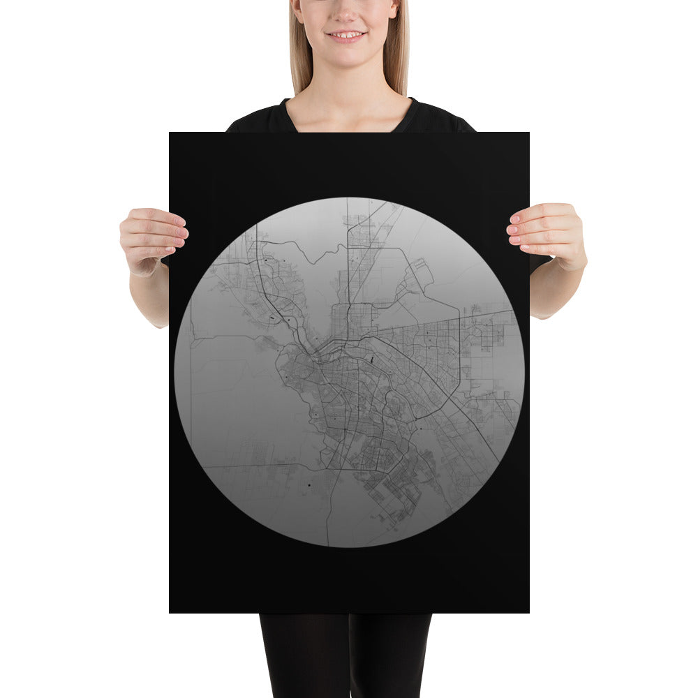 El Paso Silver on Black Paper Map