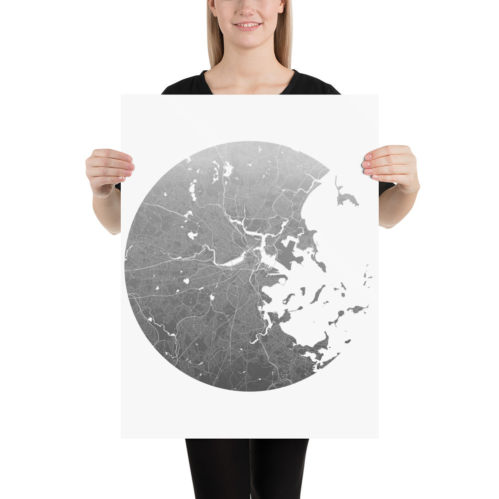 Boston Silver on White Paper Map