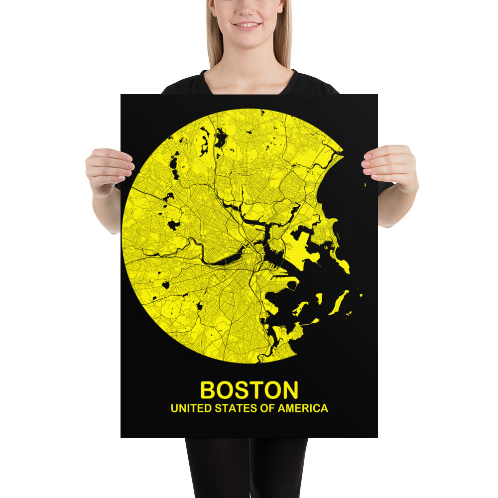 Boston Circular Yellow Paper Map