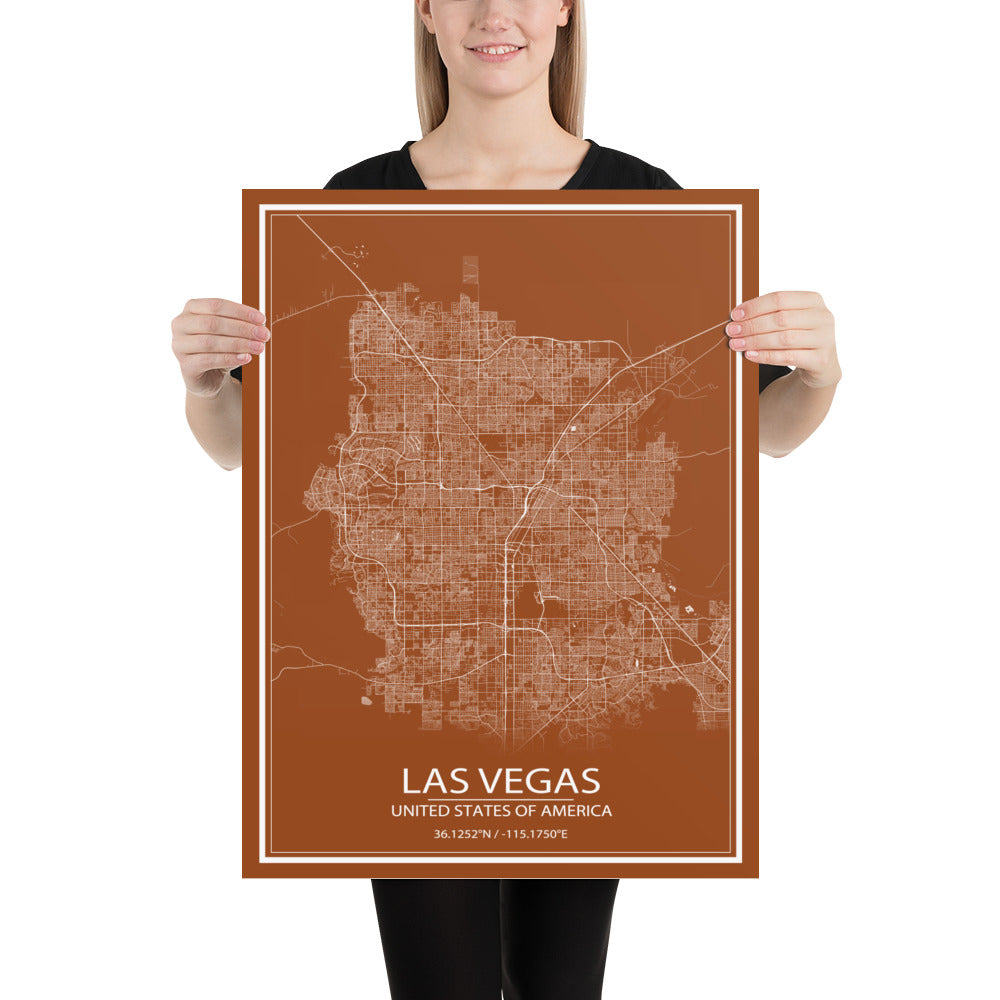 Las Vegas Brown and White Paper Map