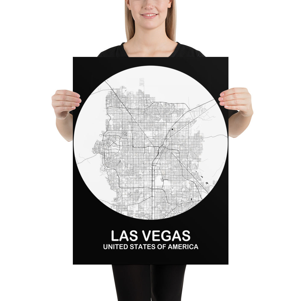 Las Vegas Circular White Paper Map