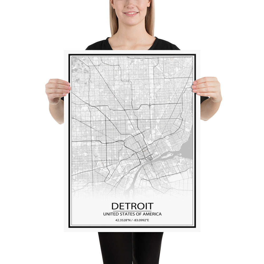Detroit White Paper Map