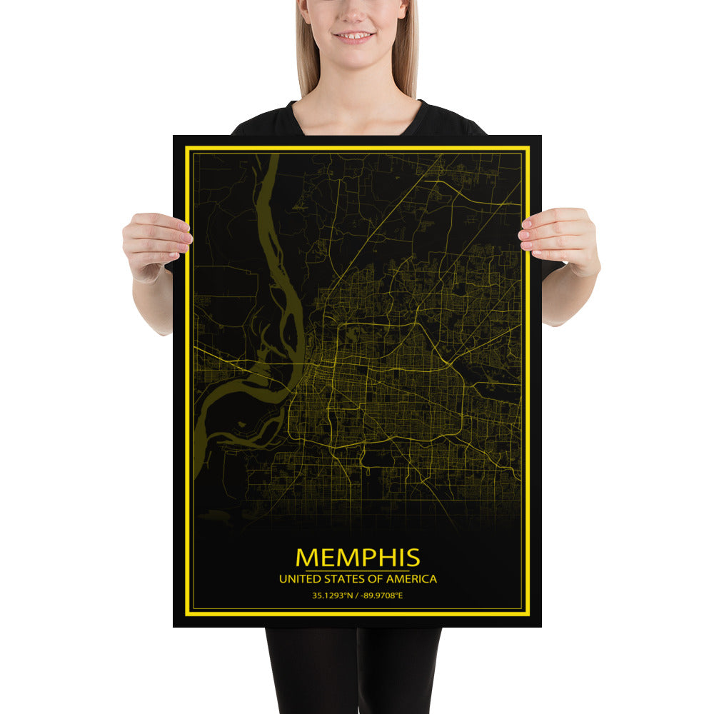 Memphis Black and Yellow Paper Map