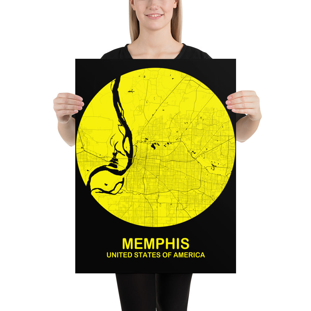 Memphis Circular Yellow Paper Map