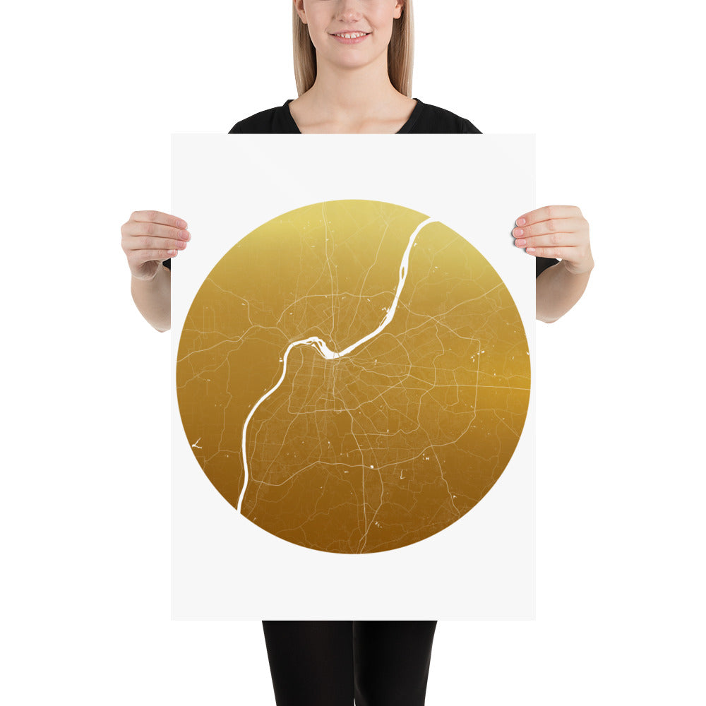 Louisville Gold on White Paper Map