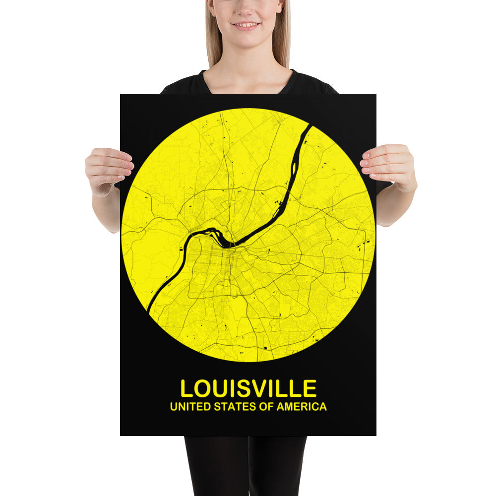 Louisville Circular Yellow Paper Map