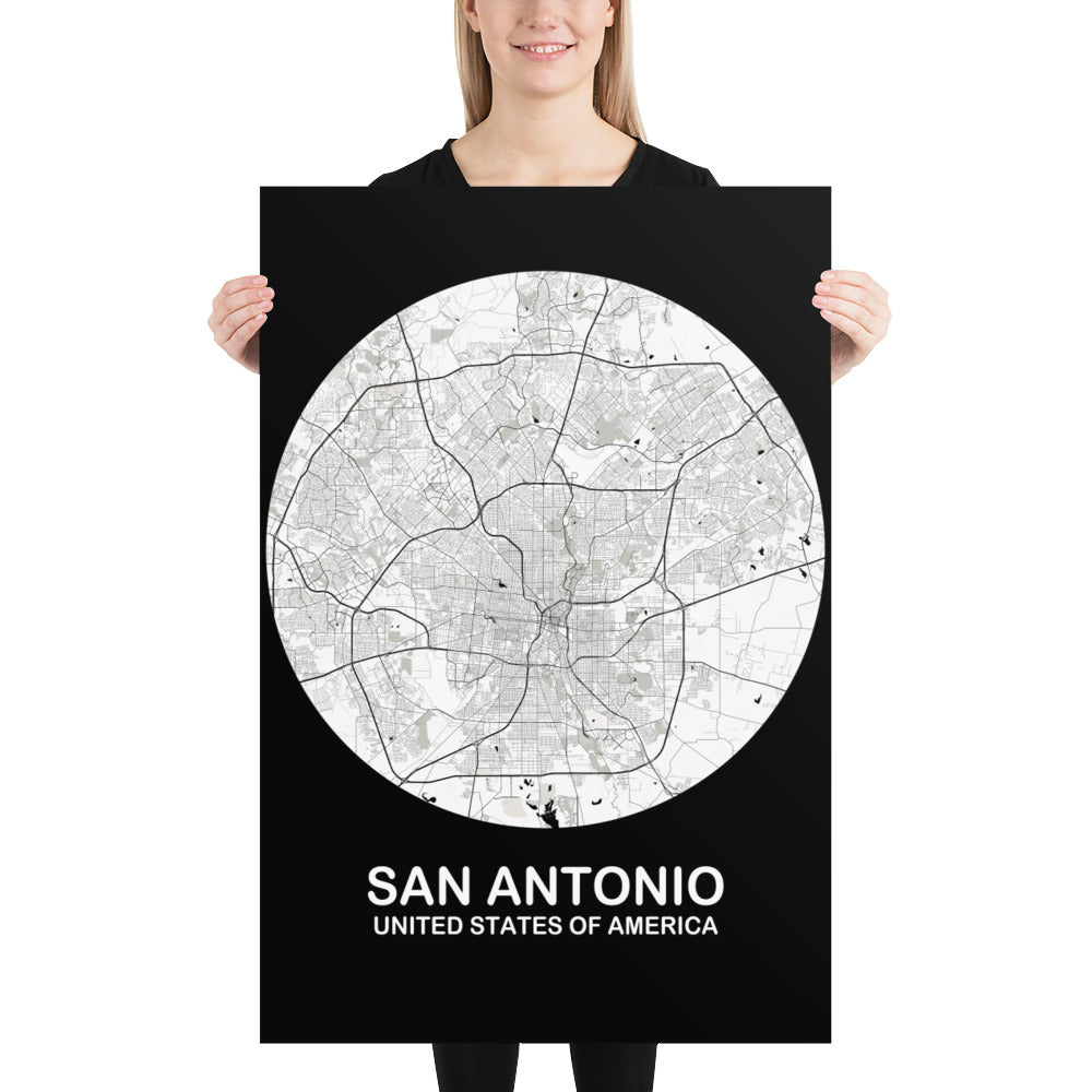 San Antonio Circular White Paper Map