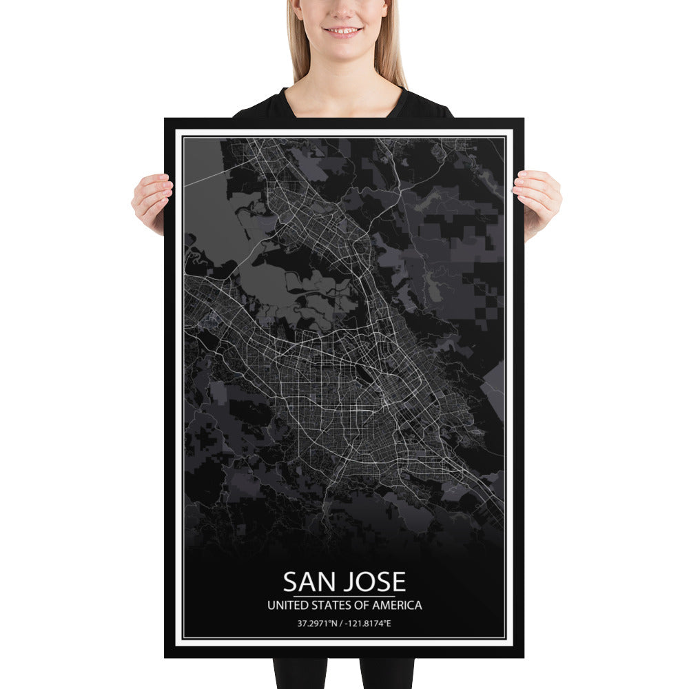 San Jose Black Paper Map