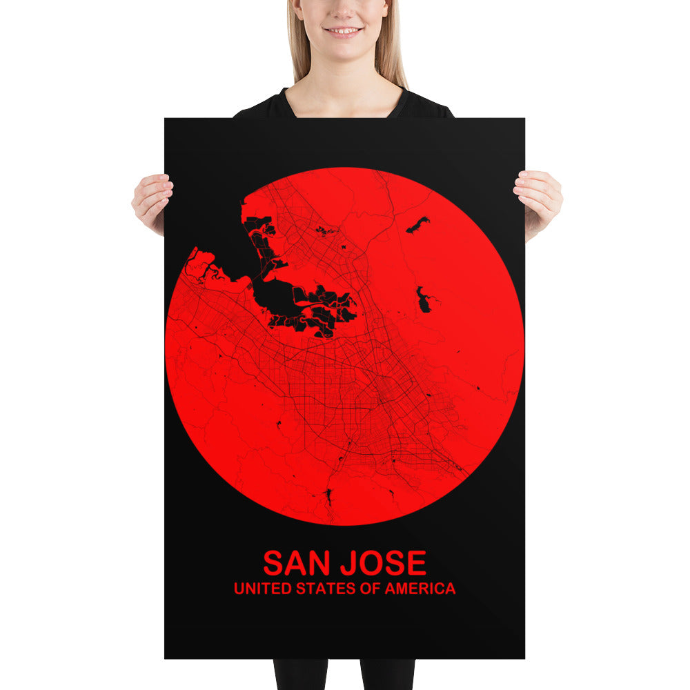 San Jose Circular Red Paper Map