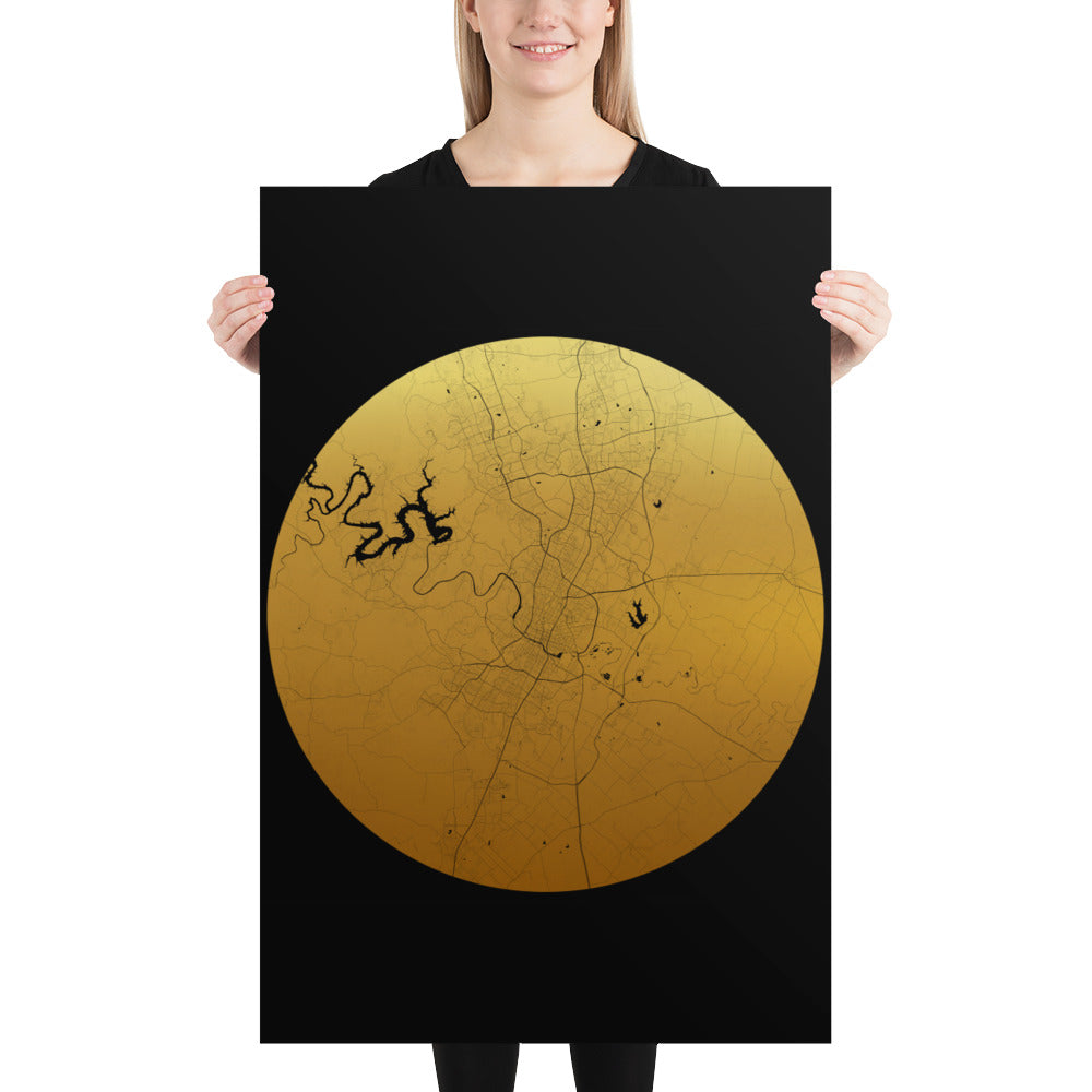 Austin Gold on Black Paper Map
