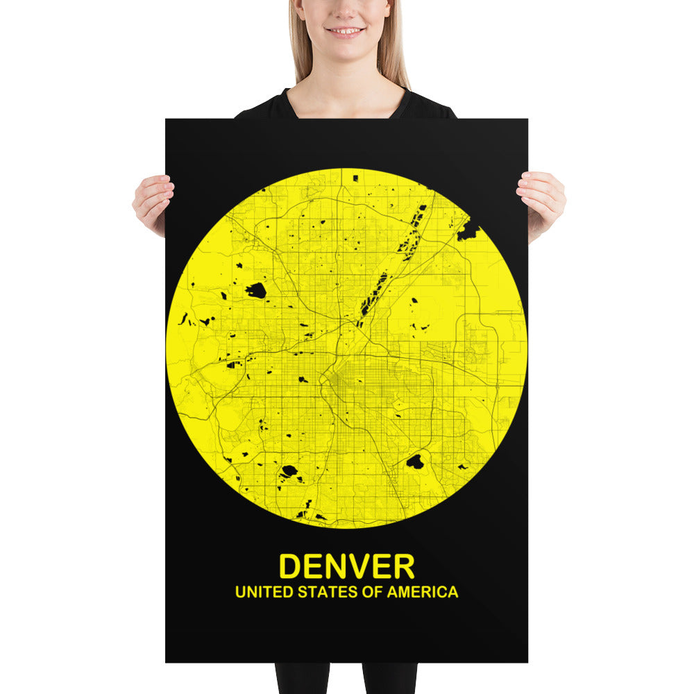Denver Circular Yellow Paper Map
