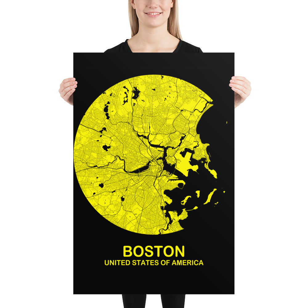 Boston Circular Yellow Paper Map