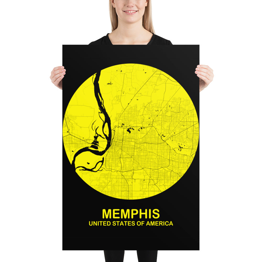 Memphis Circular Yellow Paper Map