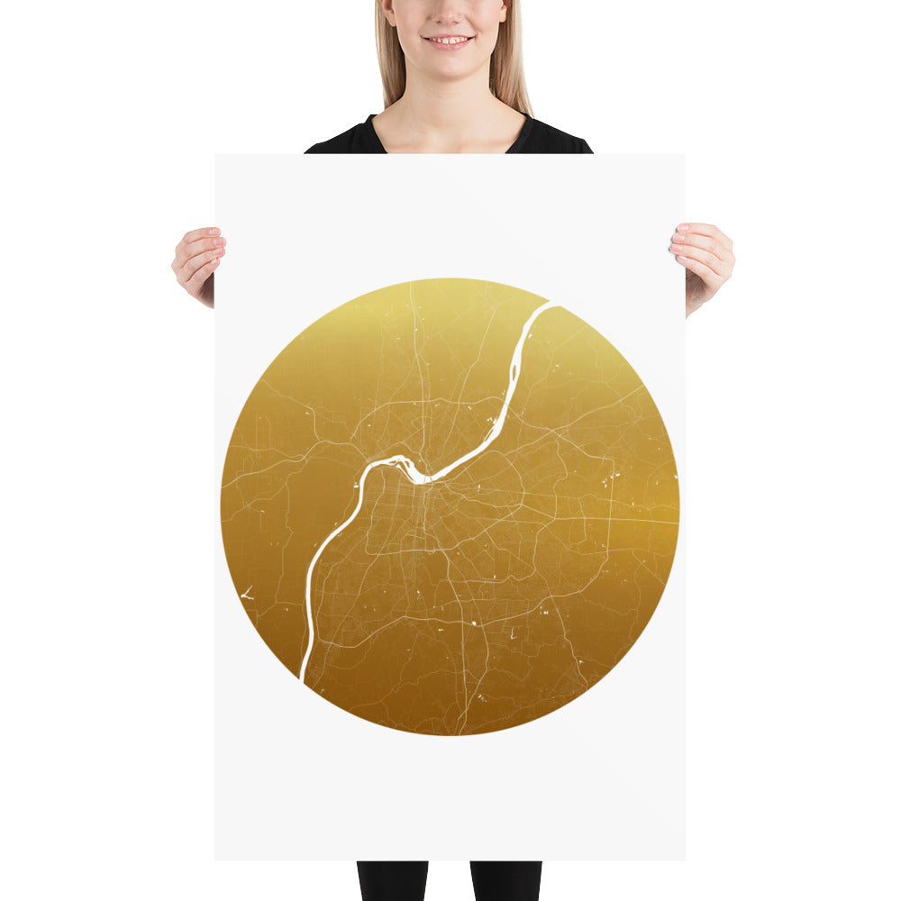 Louisville Gold on White Paper Map