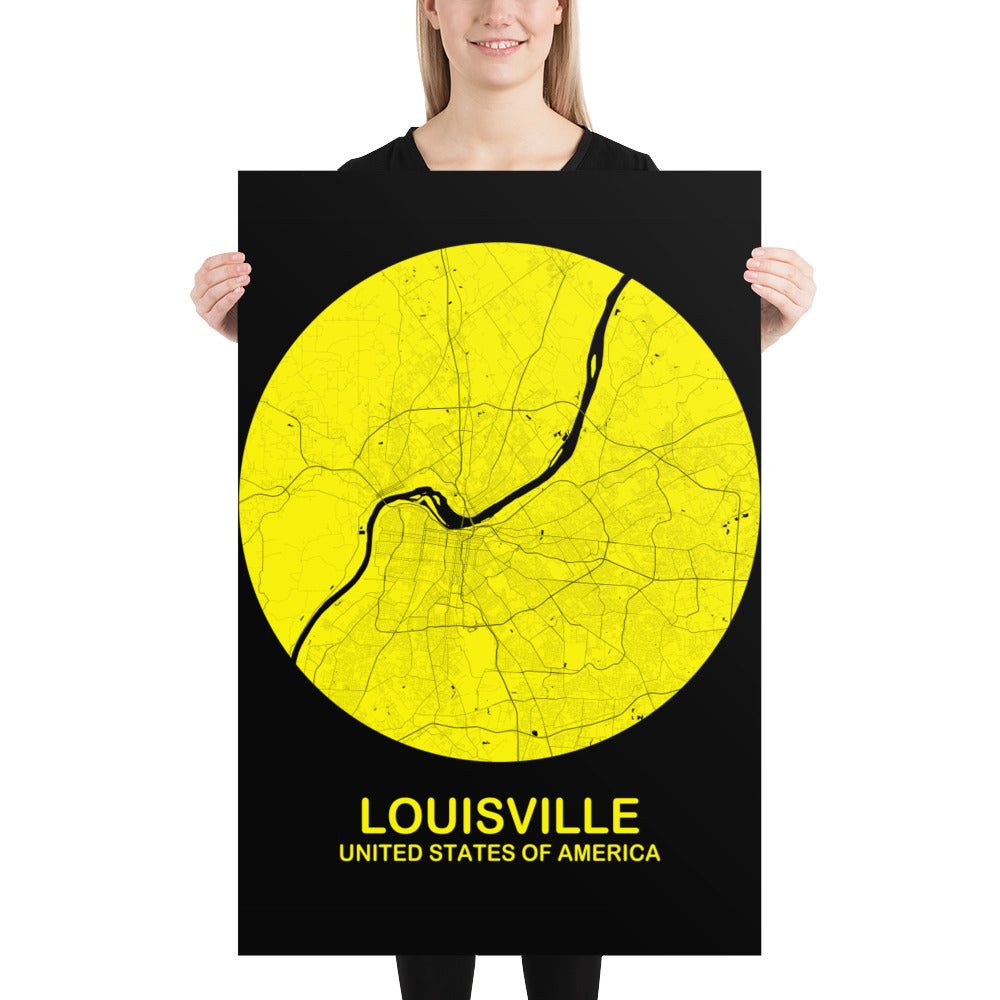 Louisville Circular Yellow Paper Map