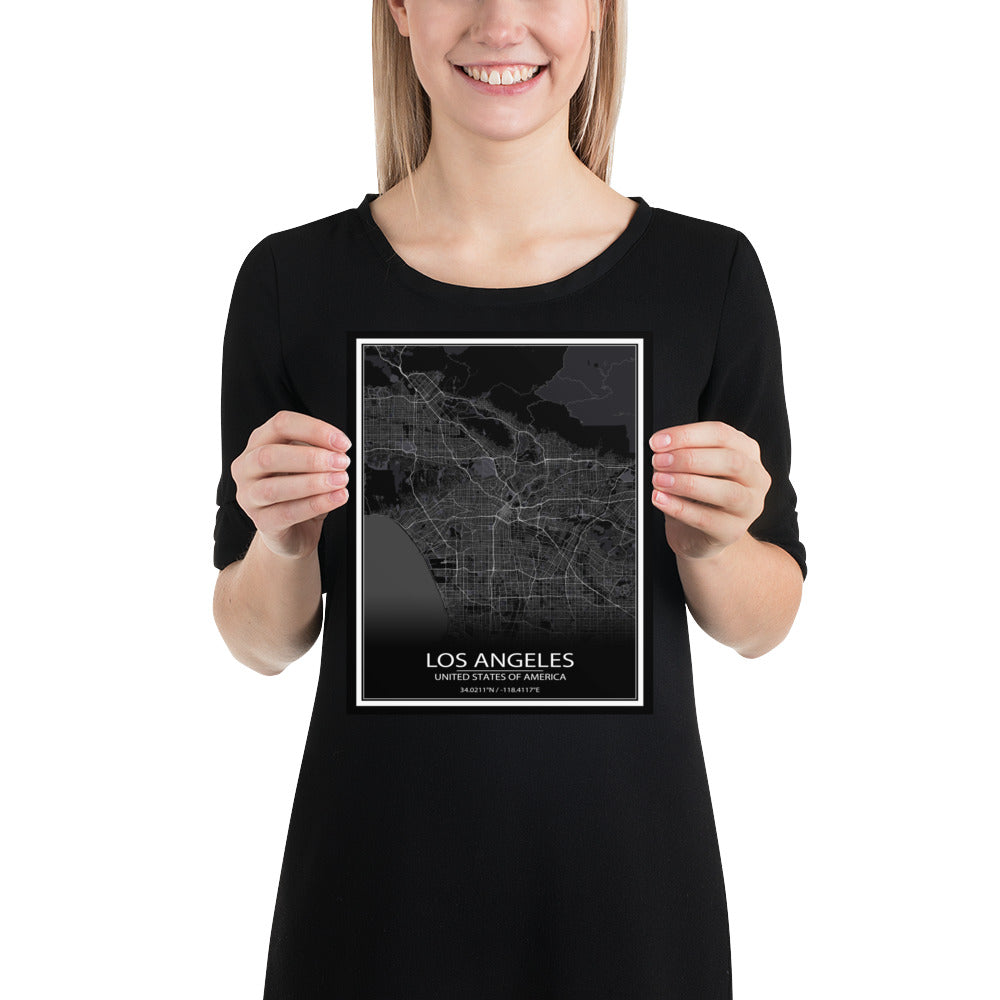 Los Angeles Black Paper Map