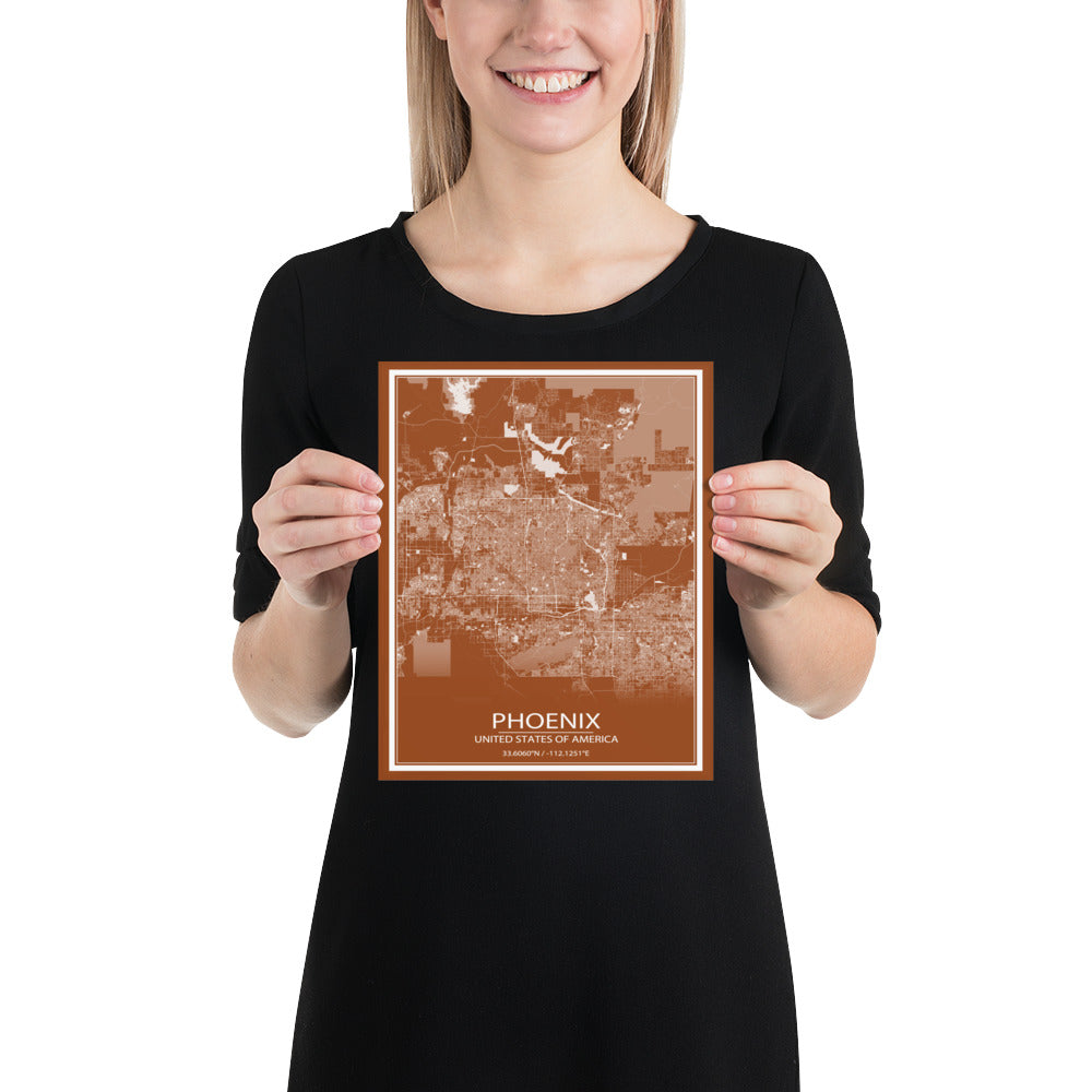 Phoenix Brown and White Paper Map