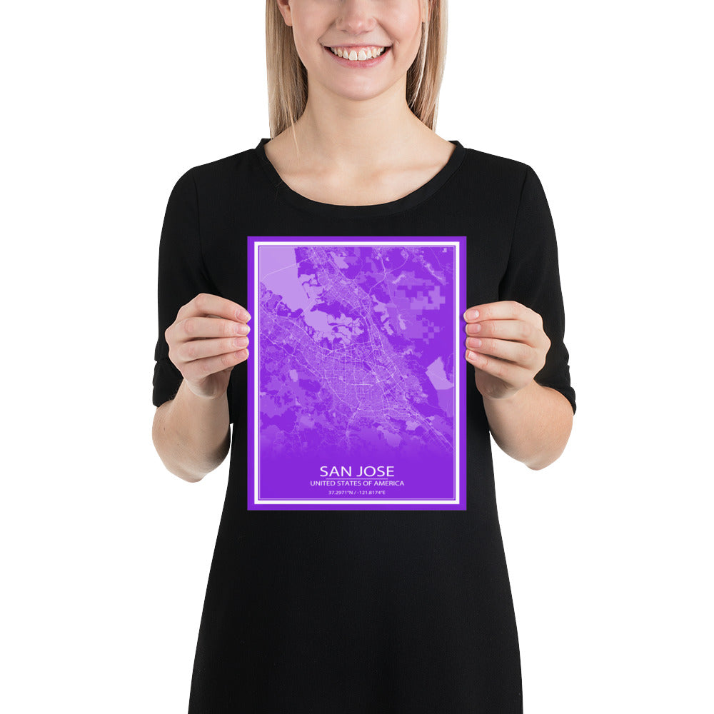 San Jose Purple and White Paper Map