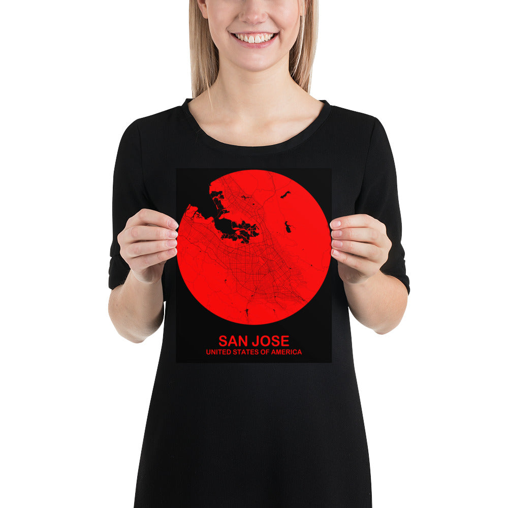 San Jose Circular Red Paper Map