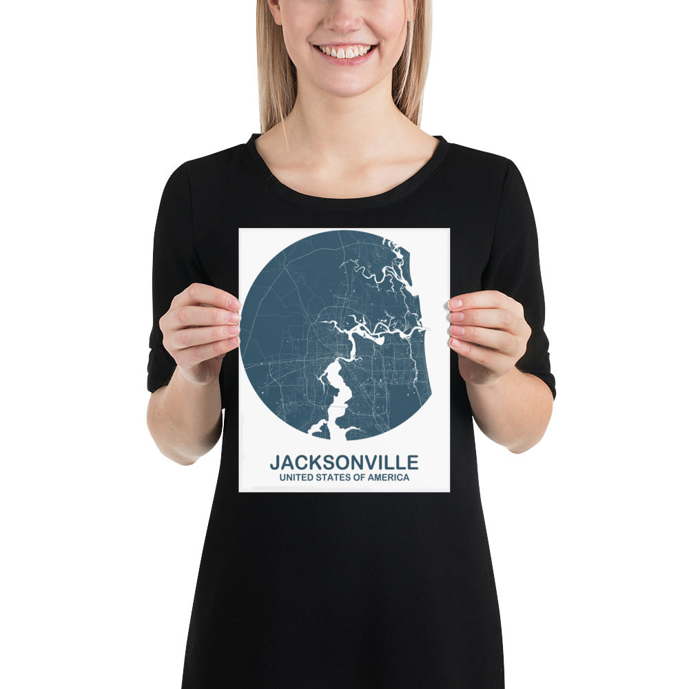Jacksonville Circular Blue Paper Map