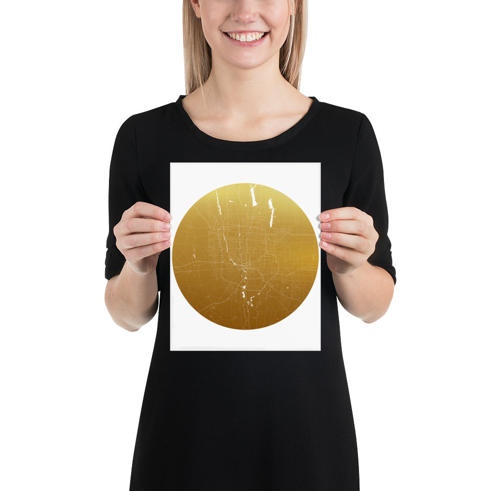 Columbus Gold on White Paper Map