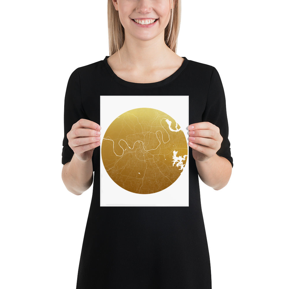 Nashville Gold on White Paper Map