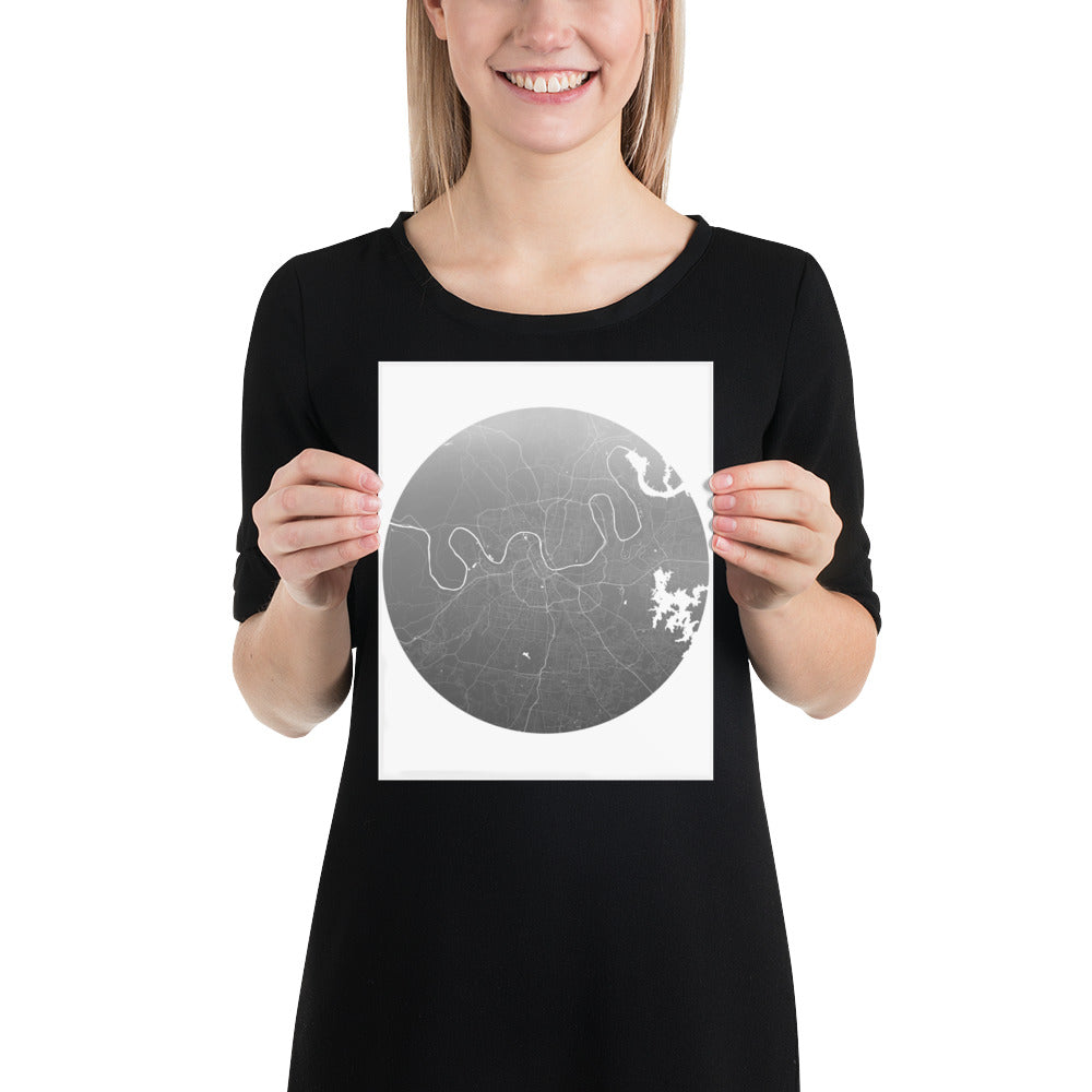 Nashville Silver on White Paper Map