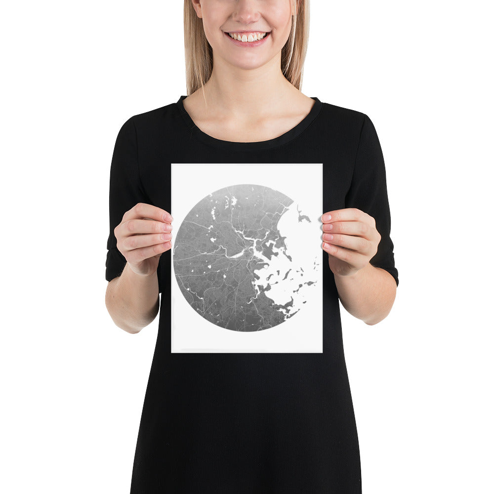 Boston Silver on White Paper Map