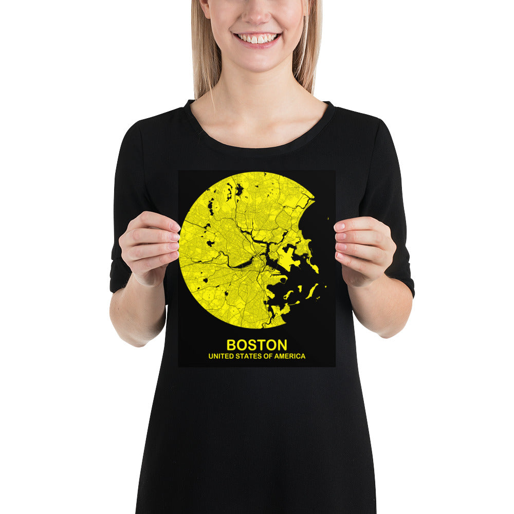 Boston Circular Yellow Paper Map