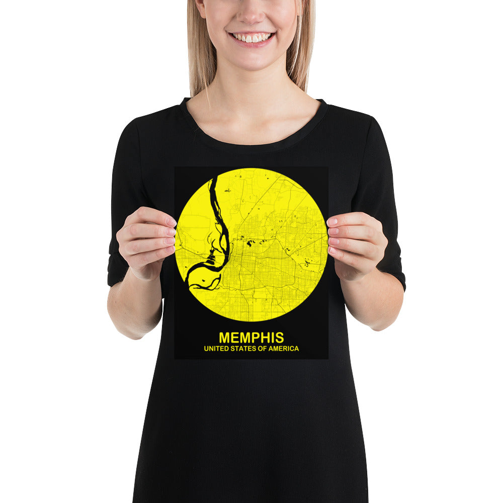 Memphis Circular Yellow Paper Map