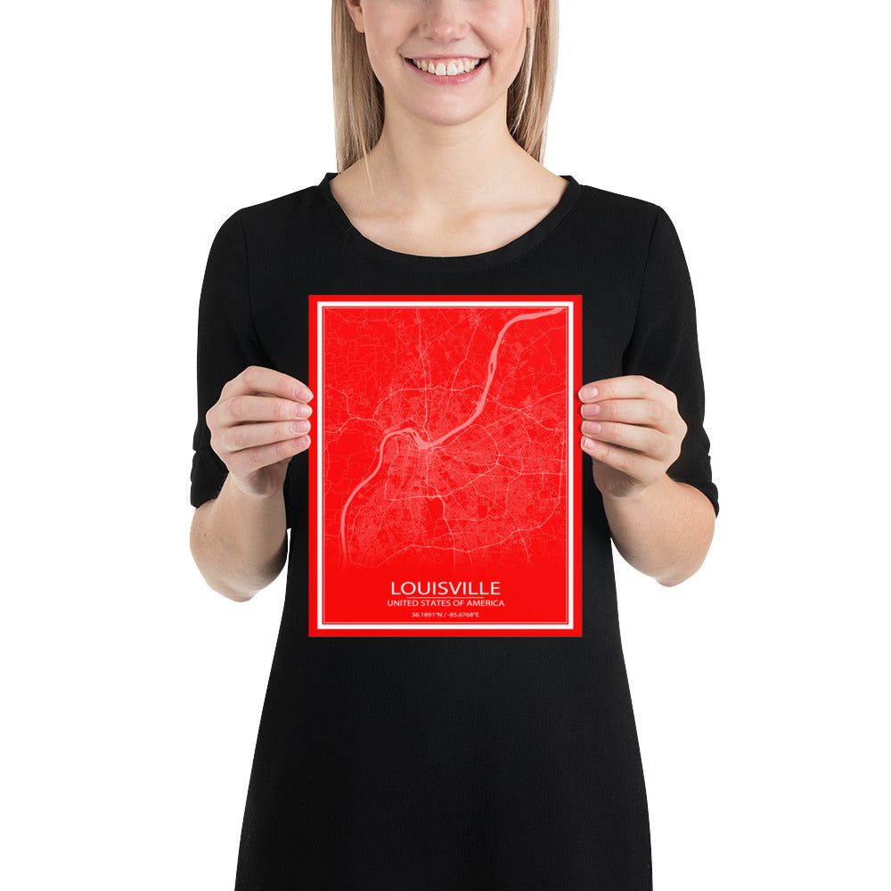 Louisville Red and White Paper Map