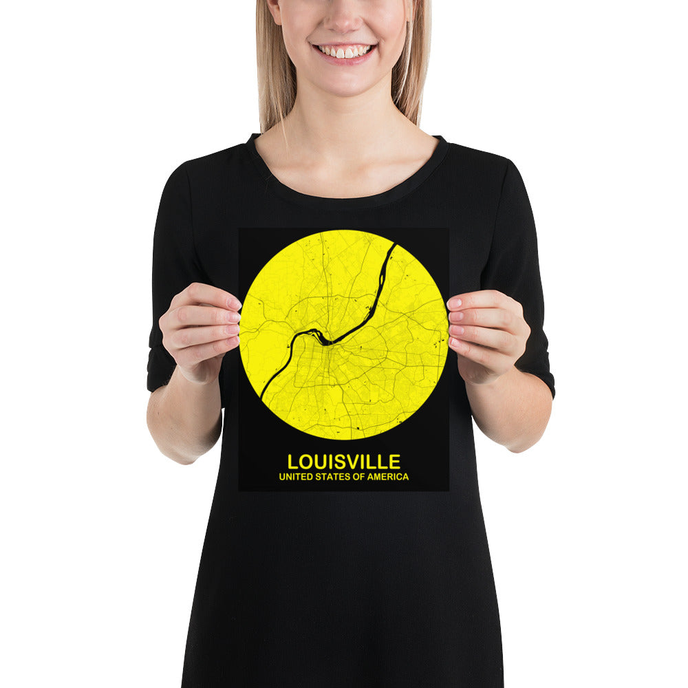 Louisville Circular Yellow Paper Map