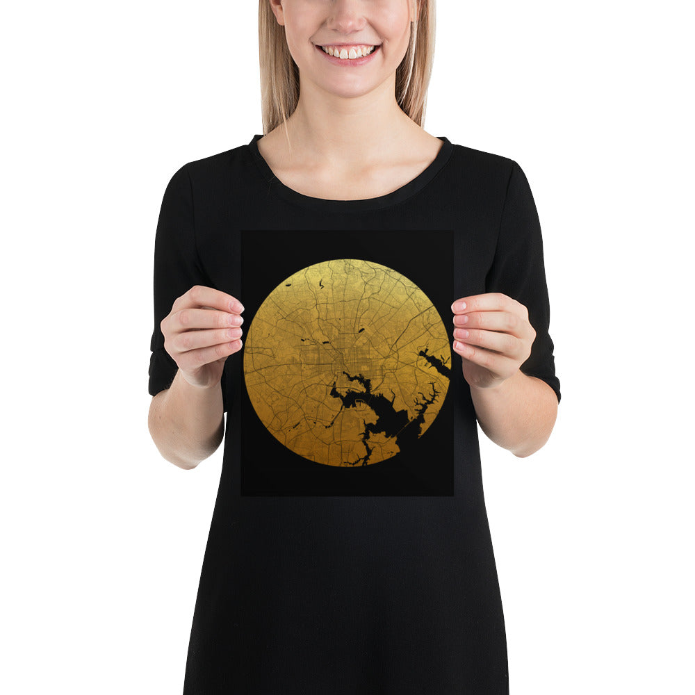 Baltimore Gold on Black Paper Map